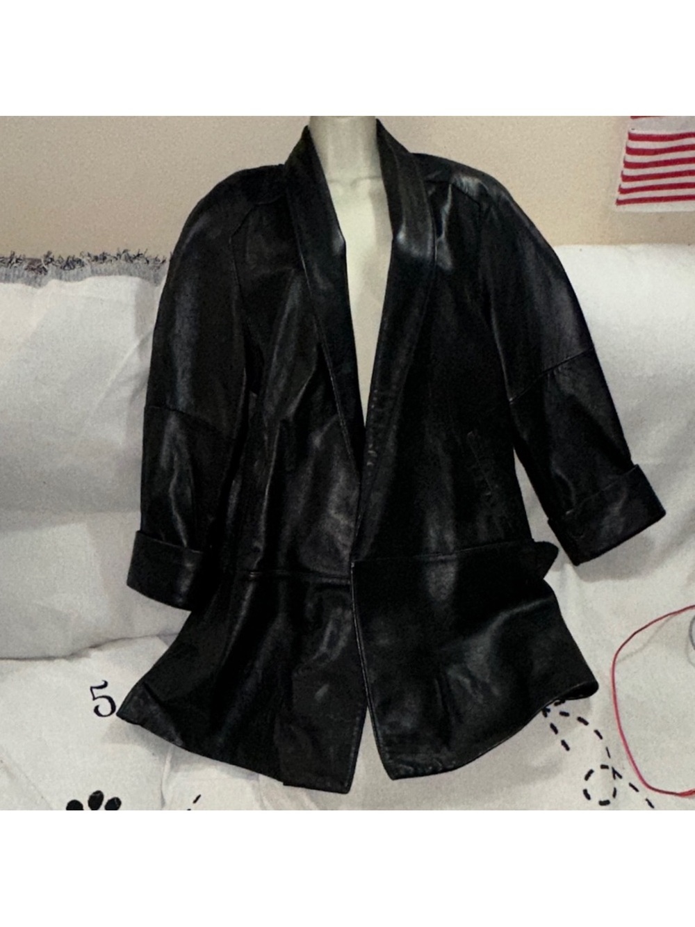 Deerskin small Black Leather Jacket satin lined